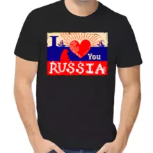 Футболка унисекс черная I love Russia